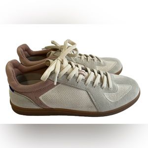 Rothy's Casual Lace Up Sneaker Shoe Mens Size 10 Beige & Pink EUC